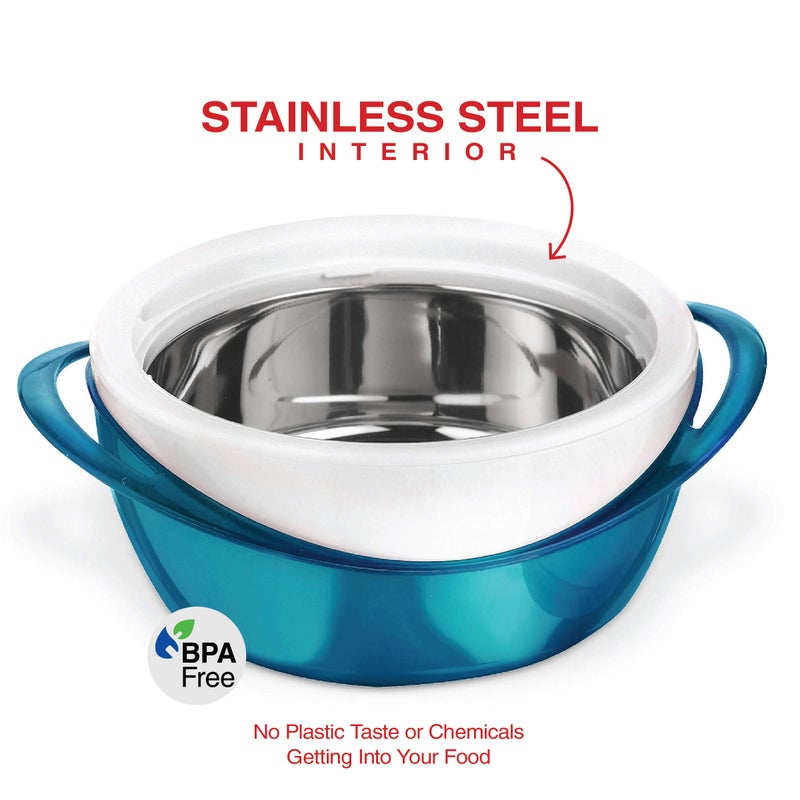 Pinnacle Large Insulated Casserole Dish with Lid 3.6 qt. Elegant Hot Pot Food Warmer/Cooler -Thermal Soup/Salad Serving Bowl Stainless Steel Hot Food Containerâ€“Best Gift Set for Moms, Holidays - Teal - Image 4